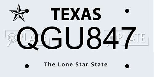 QGU847 Texas License Plate