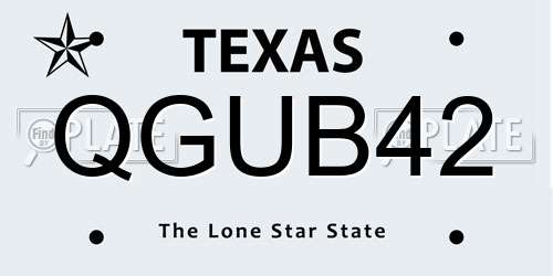 QGUB42 Texas License Plate