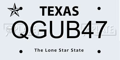 QGUB47 Texas License Plate