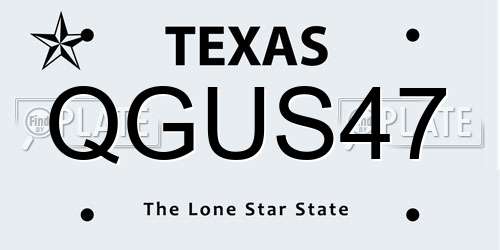 QGUS47 Texas License Plate