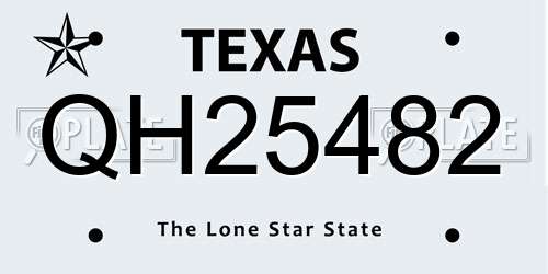 QH25482 Texas License Plate