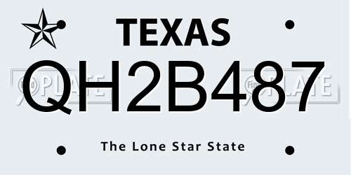 QH2B487 Texas License Plate