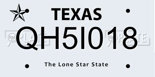 QH5I018 Texas License Plate