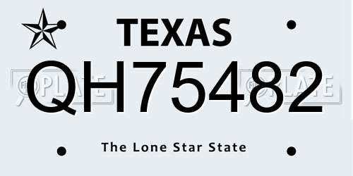 QH75482 Texas License Plate