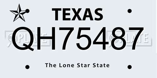 QH75487 Texas License Plate