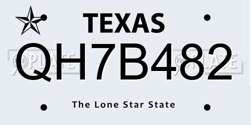 QH7B482 Texas License Plate