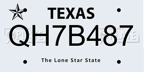 QH7B487 Texas License Plate