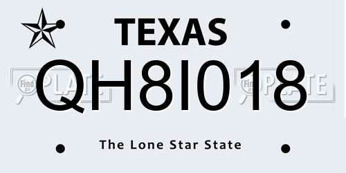 QH8I018 Texas License Plate
