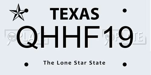 QHHF19 Texas License Plate