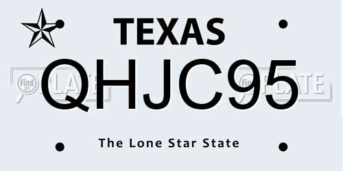 QHJC95 Texas License Plate