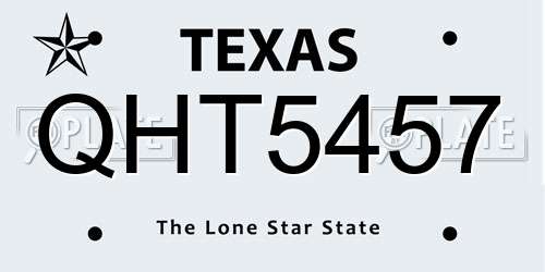 QHT5457 Texas License Plate