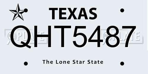 QHT5487 Texas License Plate