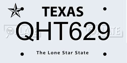 QHT629 Texas License Plate