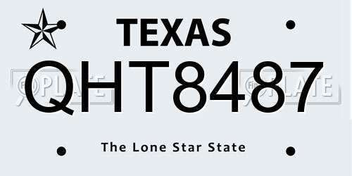 QHT8487 Texas License Plate