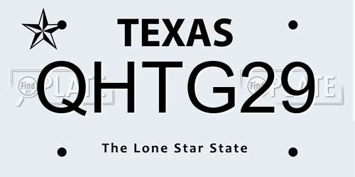 QHTG29 Texas License Plate