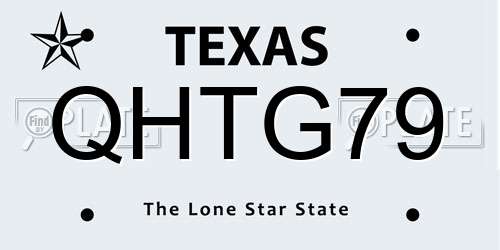 QHTG79 Texas License Plate