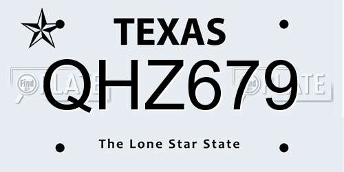QHZ679 Texas License Plate