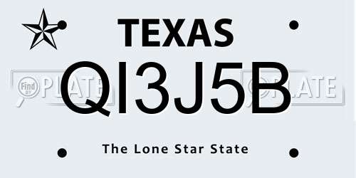 QI3J5B Texas License Plate