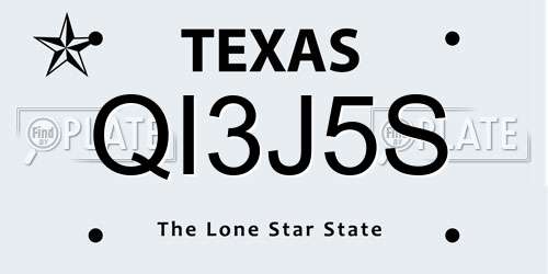 QI3J5S Texas License Plate
