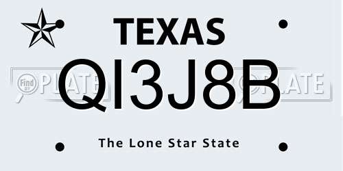 QI3J8B Texas License Plate