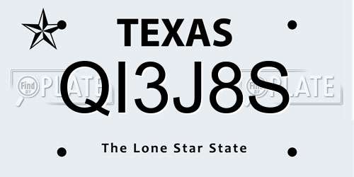 QI3J8S Texas License Plate