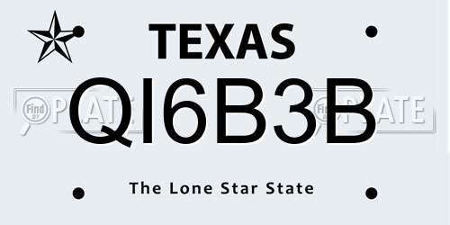 QI6B3B Texas License Plate