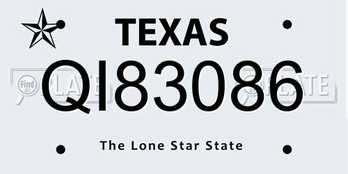 QI83086 Texas License Plate