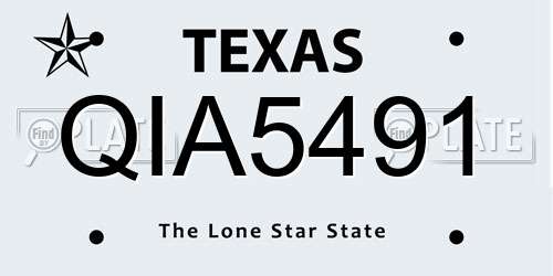 QIA5491 Texas License Plate