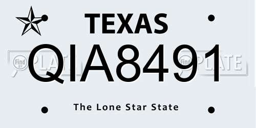 QIA8491 Texas License Plate