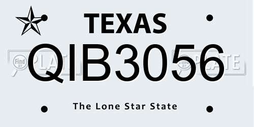QIB3056 Texas License Plate