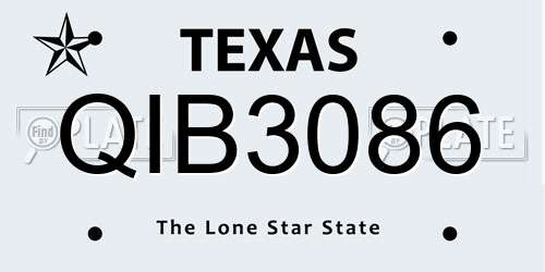 QIB3086 Texas License Plate