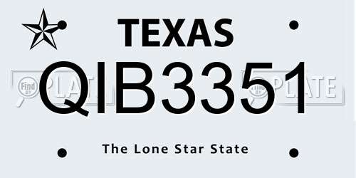 QIB3351 Texas License Plate
