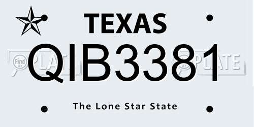 QIB3381 Texas License Plate