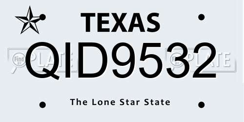 QID9532 Texas License Plate