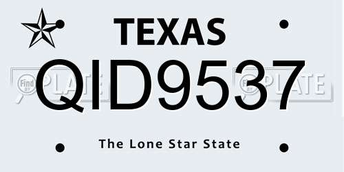QID9537 Texas License Plate