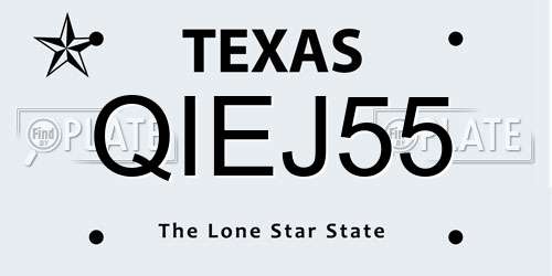 QIEJ55 Texas License Plate