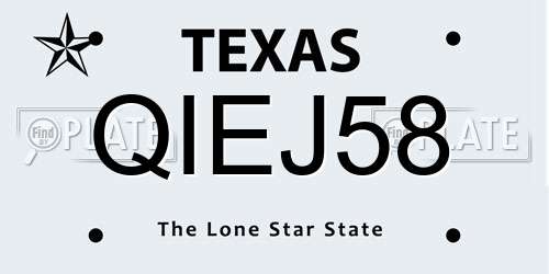 QIEJ58 Texas License Plate