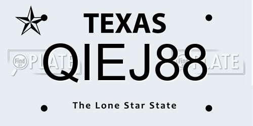 QIEJ88 Texas License Plate