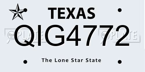 QIG4772 Texas License Plate