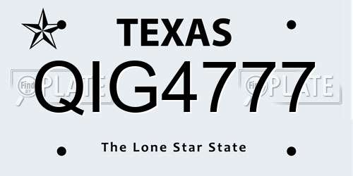 QIG4777 Texas License Plate