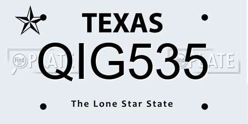 QIG535 Texas License Plate