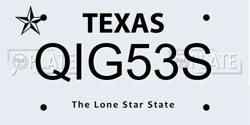 QIG53S Texas License Plate