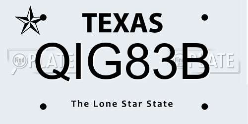 QIG83B Texas License Plate