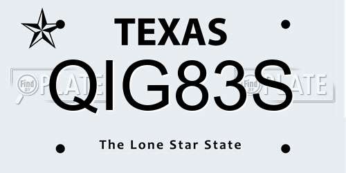 QIG83S Texas License Plate