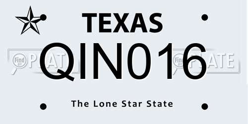 QIN016 Texas License Plate