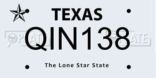 QIN138 Texas License Plate