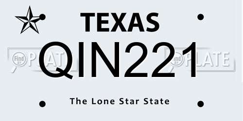 QIN221 Texas License Plate