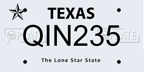 QIN235 Texas License Plate