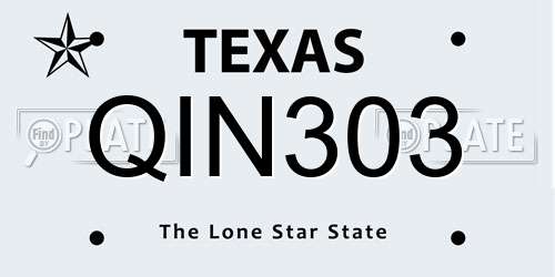 QIN303 Texas License Plate