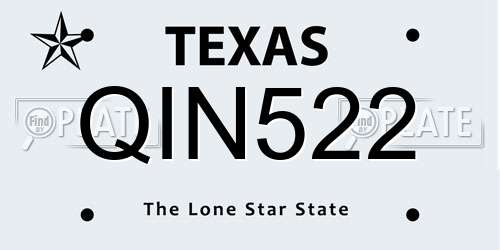 QIN522 Texas License Plate